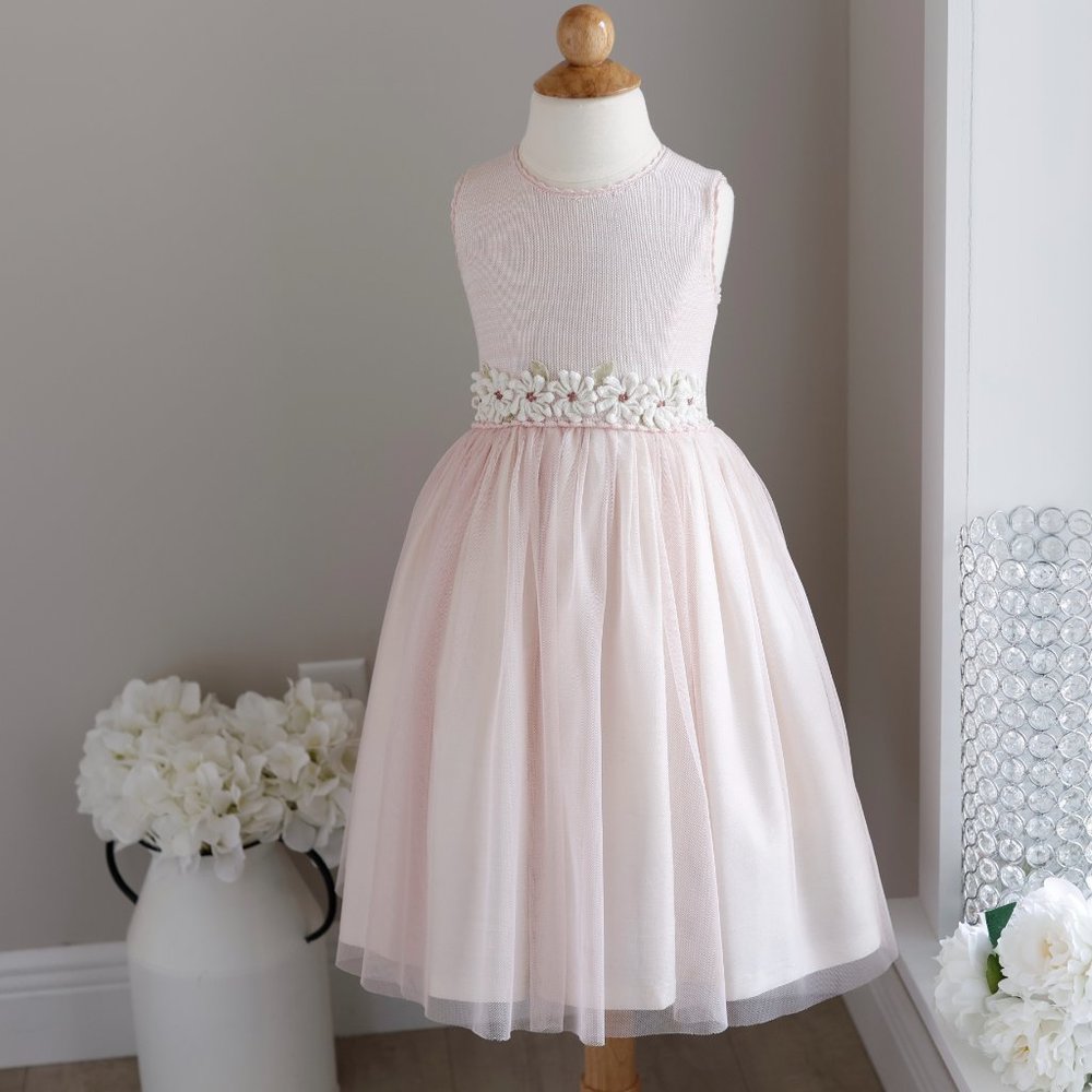 Dupioni Silk Dress Pink Cotton Sweater Tulle Boutique Size 5 Special Occasion